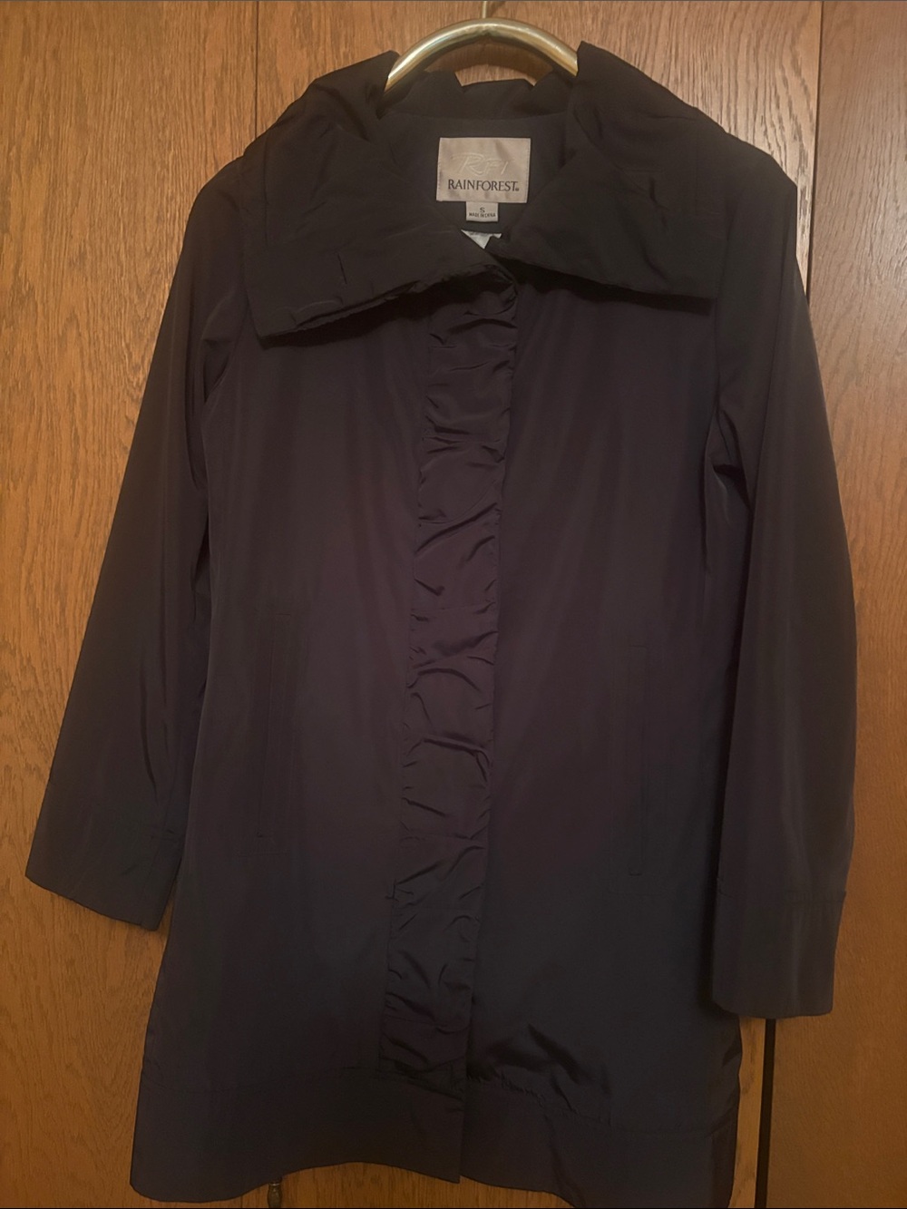 RAINFOREST Women's Dark Black Trench Coat with Hidden Placket